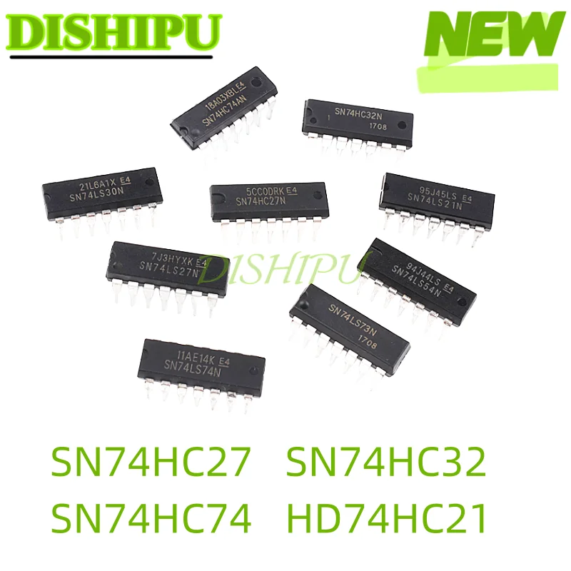 DIP-14 IC Ĩ, SN74HC27, SN74HC32, SN74HC74, HD74HC21, 5 